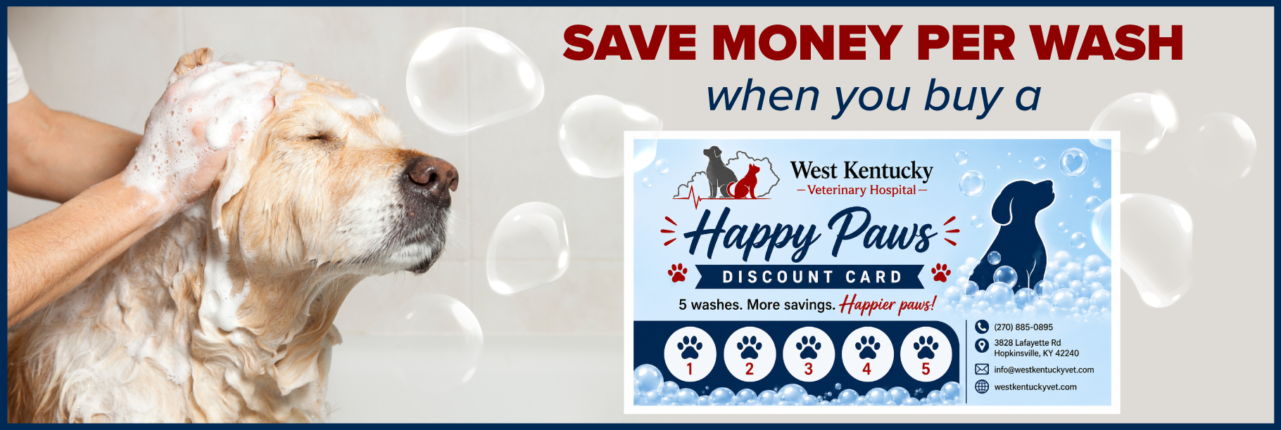SAVE MONEY PER WASH when you buy a Happy Paws DISCOUNT CARD